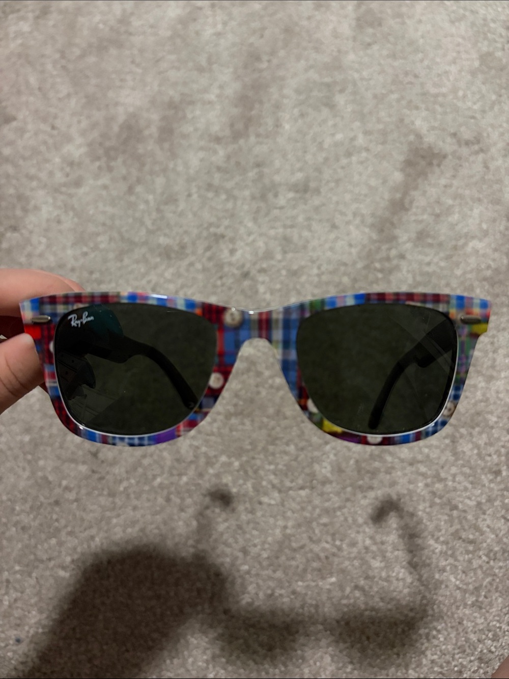 Ray-Ban Multicolor Plaid Frame Sunglasses with Dark Lenses